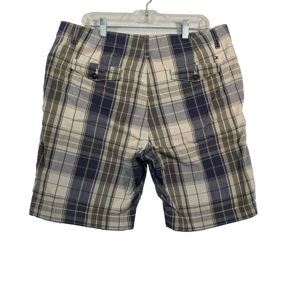 TOMMY HILFIGER Plaid Bermuda Walking Shorts Men's Size 36 Green Blue Preppy - Picture 2 of 7